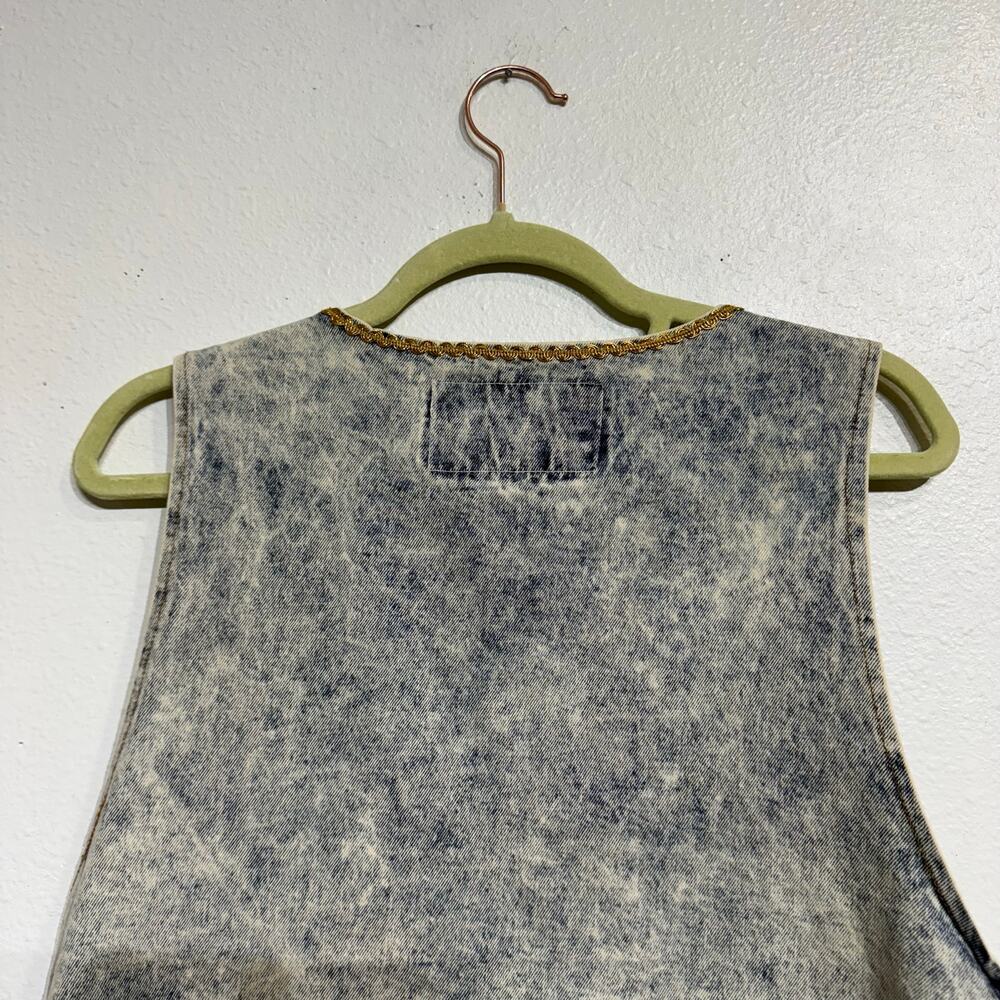 Centz Blue Acid Wash Embellished Vintage Denim Vest Sz M - Picture 7 of 11